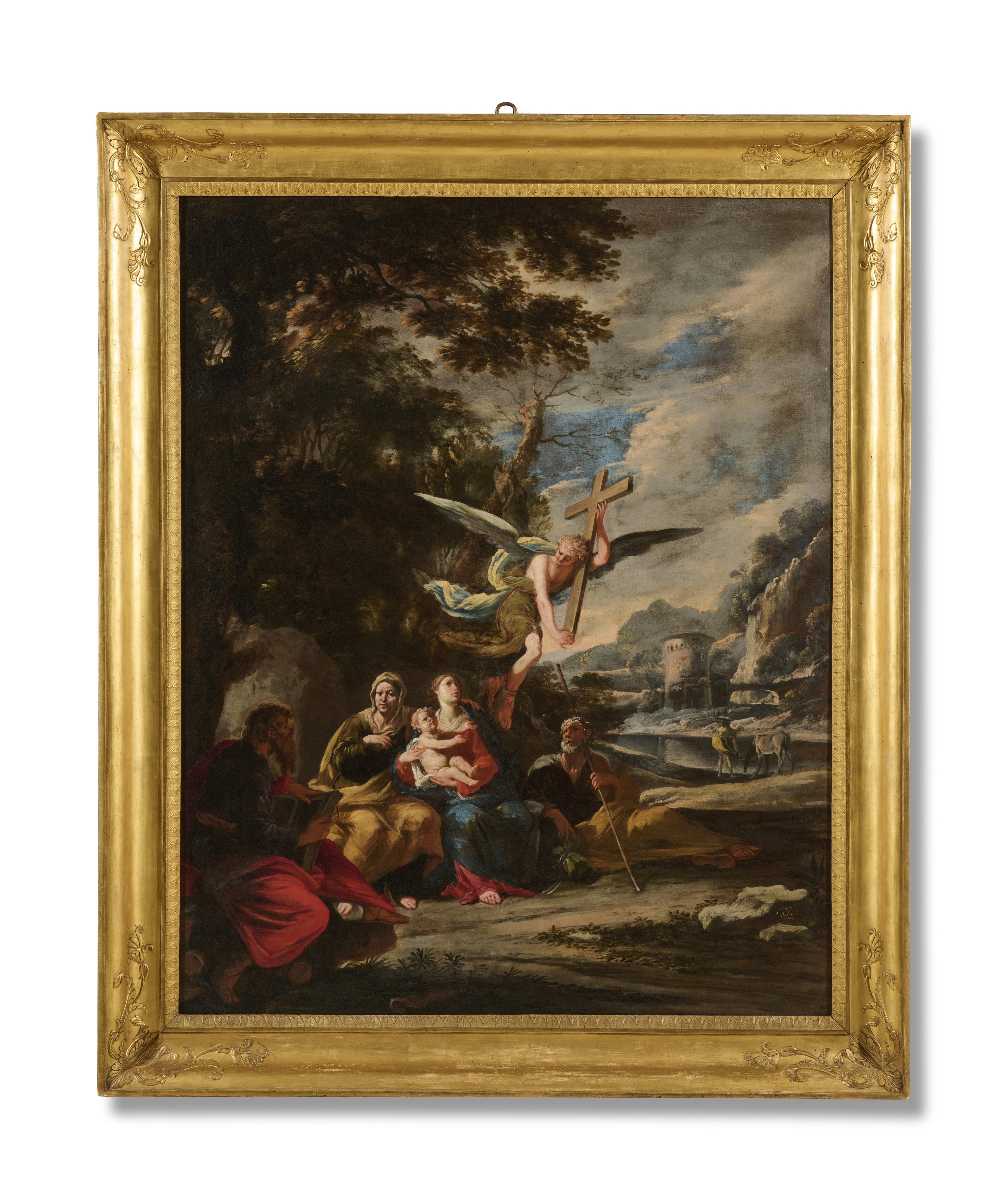 The Holy Family with Saints Anne and Matthew the Evangelist, with an Angel Holding the Cross